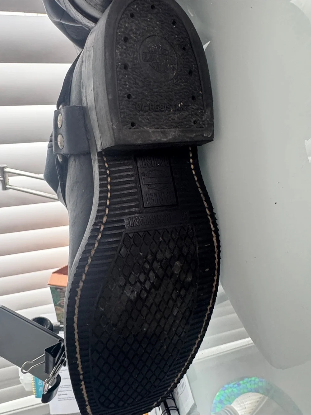 Vintage 90s Harley Davidson Black Leather Harness Boots with Silver Hardware